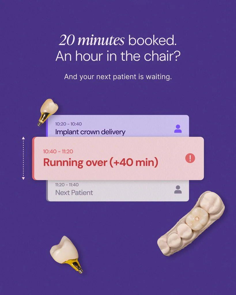 Implant crown delivery appointment extending beyond its scheduled chairtime